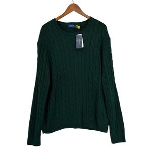 New! POLO RALPH LAUREN Sweater Cable Knit Cotton Green